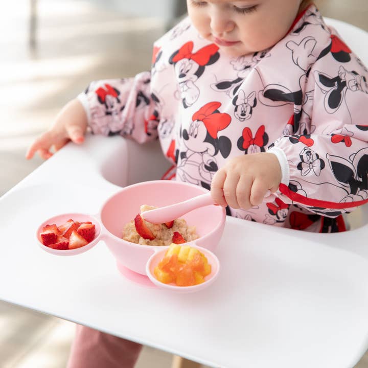 Bumkins - Wholesale Feeding Set - Baby - Silicone First Feeding Set: Minnie Mouse Light Pink