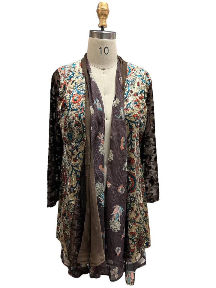 Women Velvet Floral Jungle Queen Open Front Cardigan for wholesale by Kamana