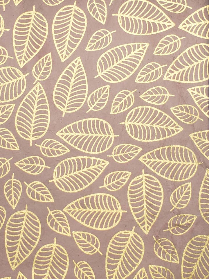 Lokta stampato Paan Paat oro su taupe per la vendita all'ingrosso da parte di Aitoh Company