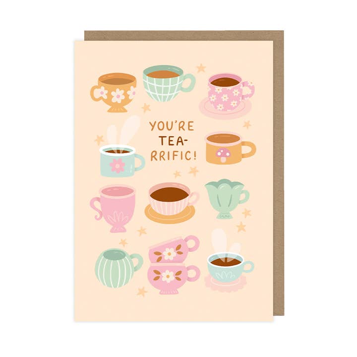 You're Tea-rrific Card, Well Done, Thank You Card for wholesale by Hopscotch Paper Co.