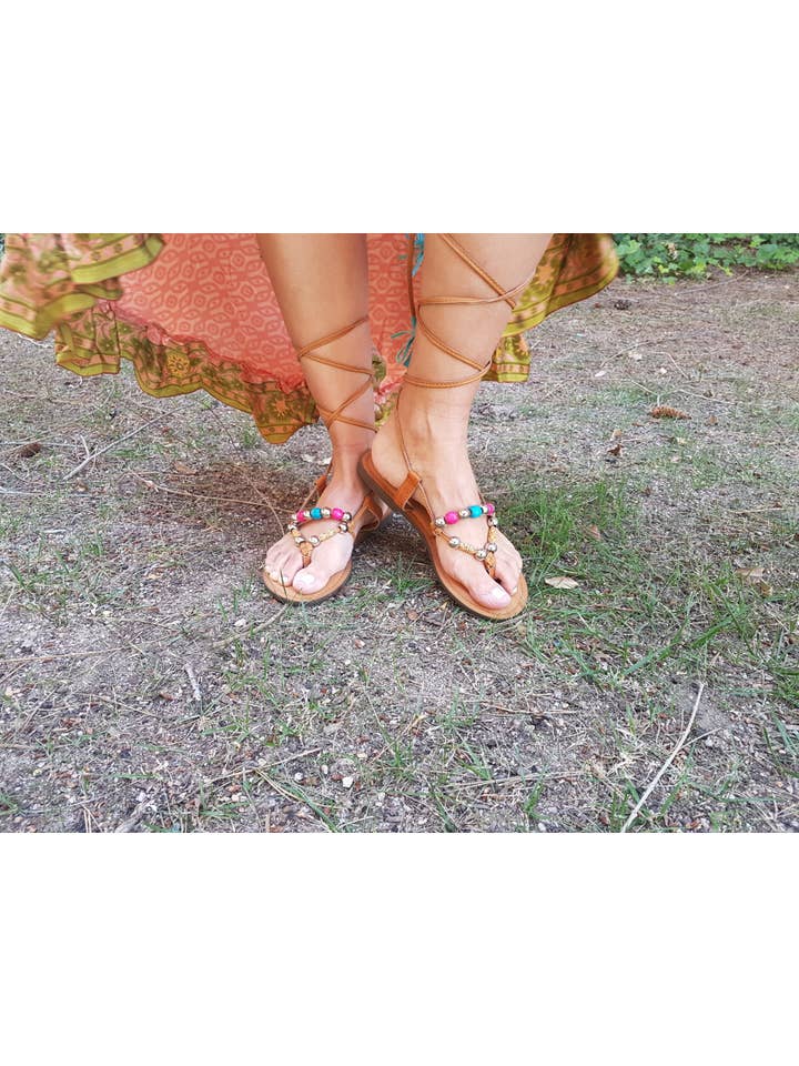 Kimago Look - Venta al por mayor Sandalias - Mujer - Sandalia hippie griega con bolas