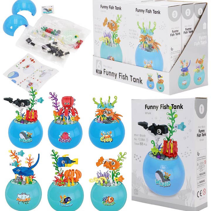 ASSORTED Marine Life Fishbowl Diy Building Block - 6 Pcs for wholesale on Faire
