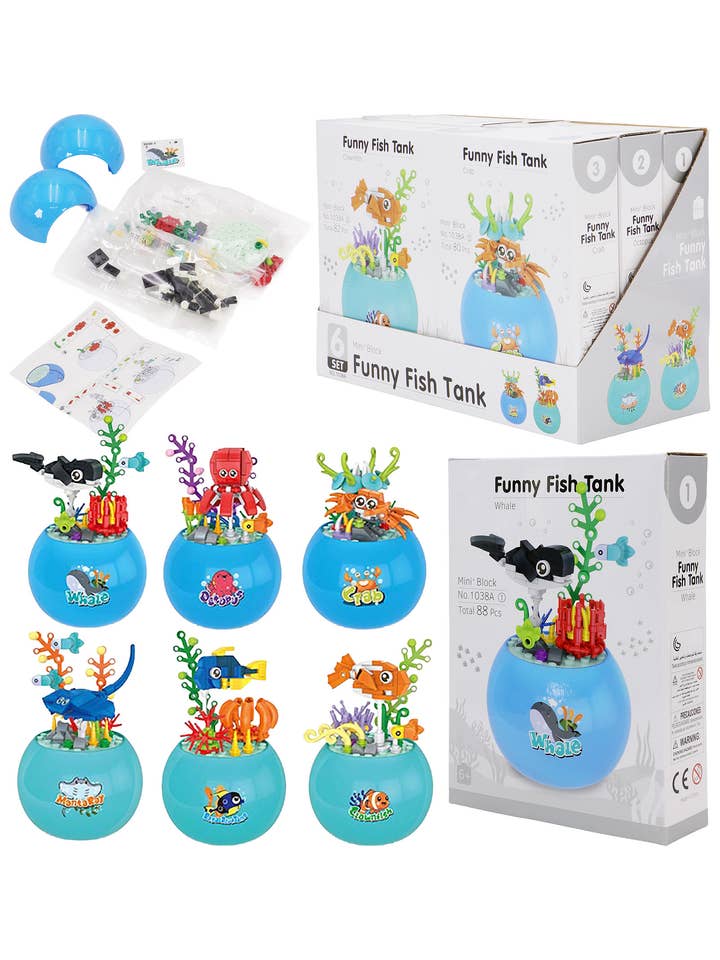 Marine Life Fishbowl Diy Building Block - 6 Pcs for wholesale by Cap Zone