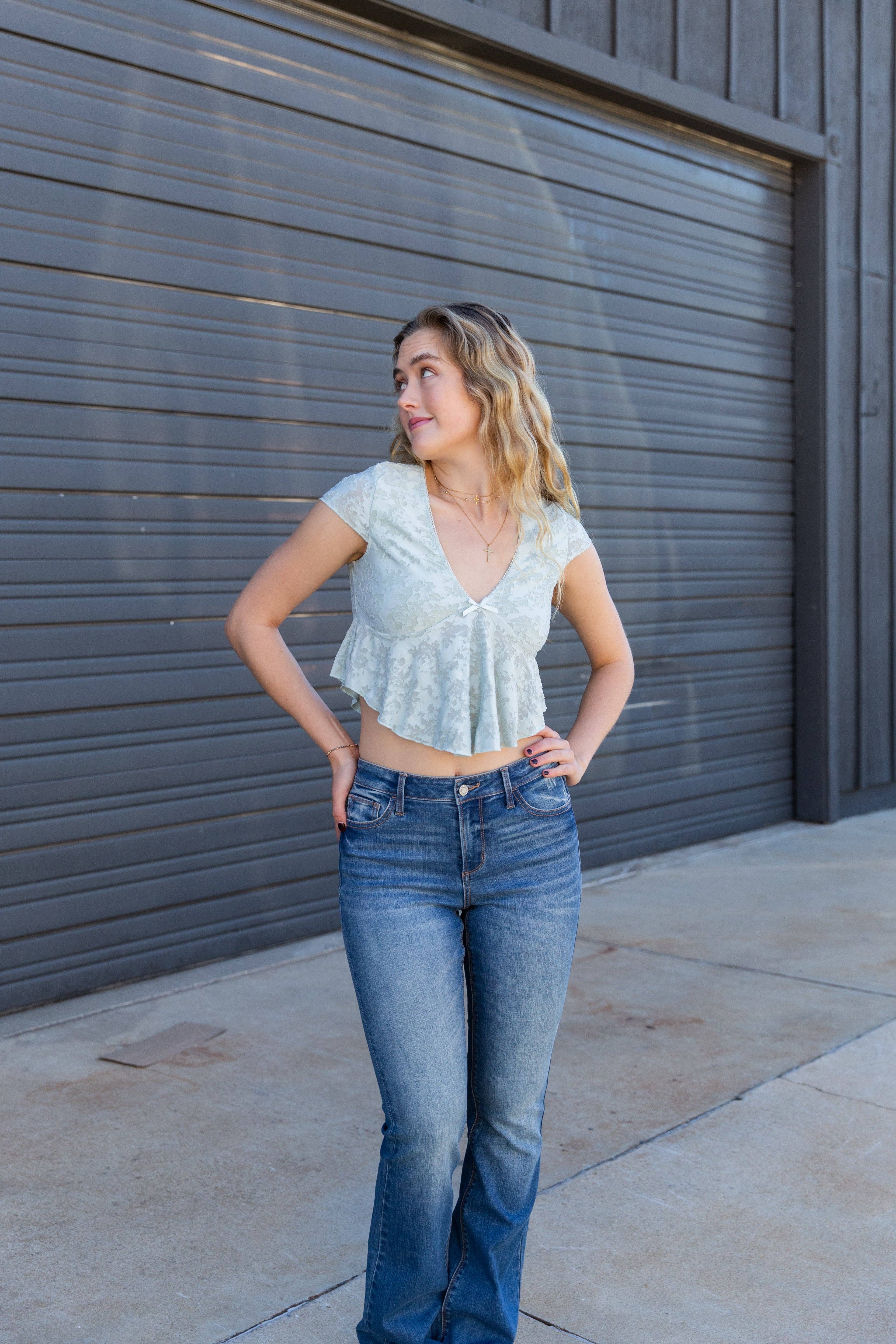 Nectar Clothing – Blusa - Mulher por atacado – Top Texturizado com Mangas Curtas Florais14