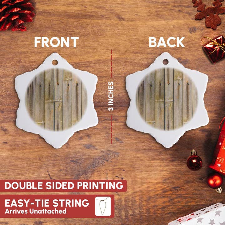 3dRose - Venta al por mayor Adornos - 3dRose, Usado, vintage, tablones de madera de una cerca de bambú, Adorno2