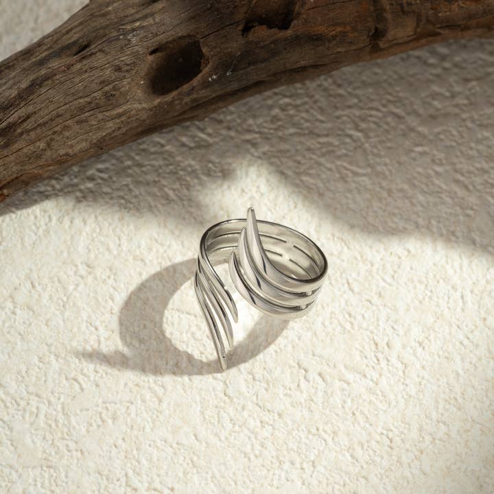 COSMOS - Wholesale Cocktail/Statement Ring - Adjustable stainless steel ring with geometric design2