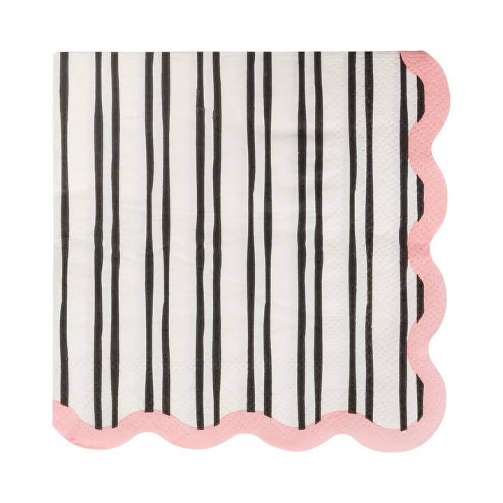 BLL1239 - White & Black Striped Cocktail Napkin for wholesale by My Mind’s Eye