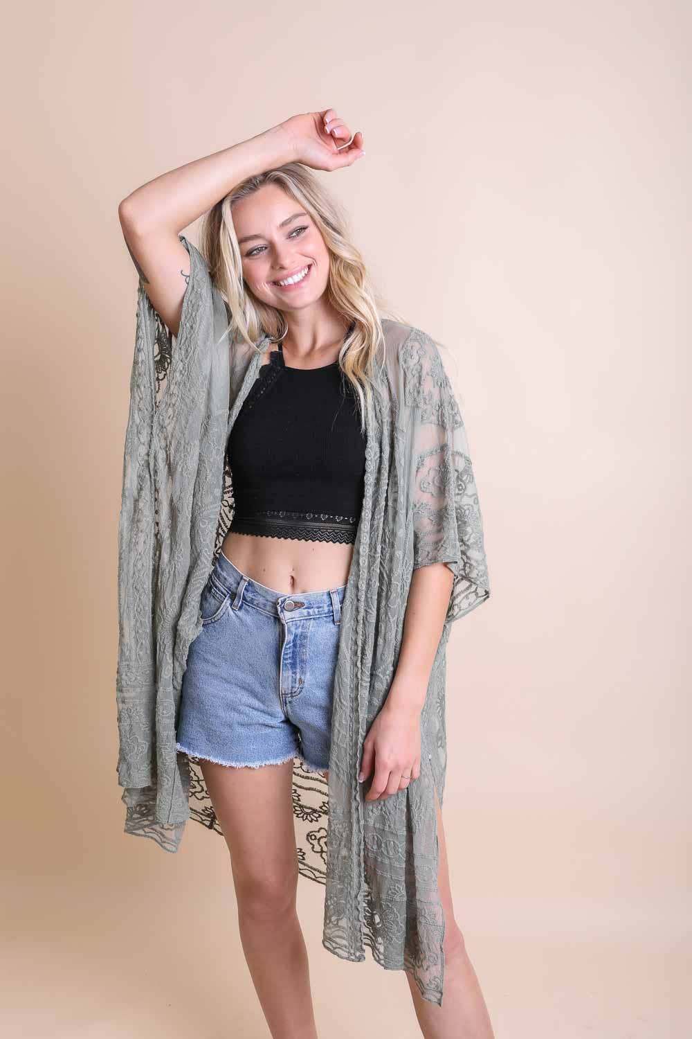 Leto Accessories - Wholesale Kimono - Women's - Lightweight Layering Mandala Kimono Cover-Up11