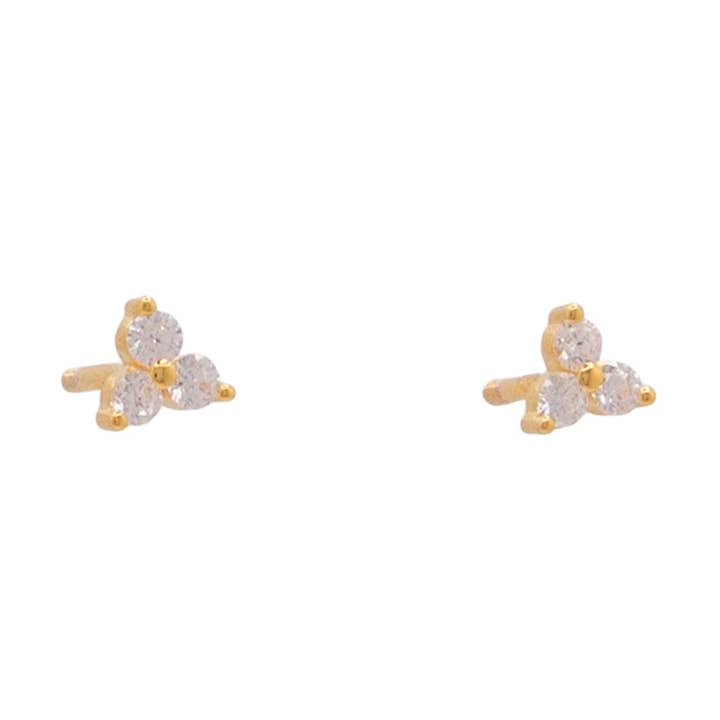 TPAIGE Jewelry - Wholesale Stud/Post Earrings - Earrings 14k gold vermeil Trinity CZ Ball Screw Back Studs0