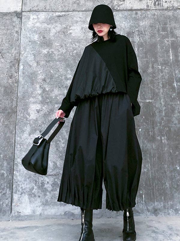 Stylish Black Solid Color High Waisted Wide Leg Pants for wholesale on Faire7