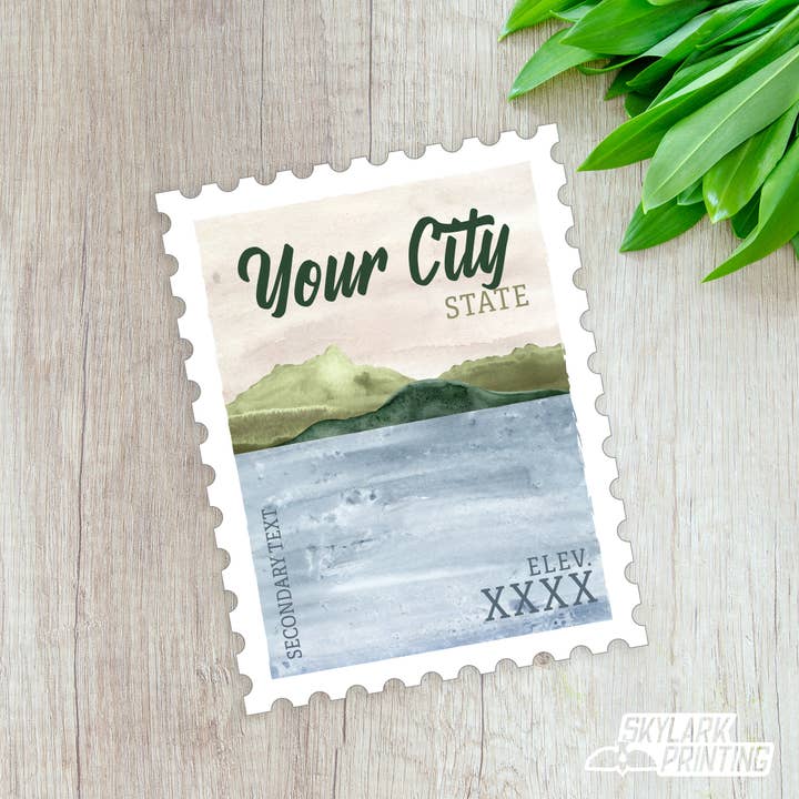Lake Souvenir Sticker in Stamp Shape with Your City, State and other Purchase Wholesale nw16. Free Returns & Net 60 Terms on Faire trending on Faire.