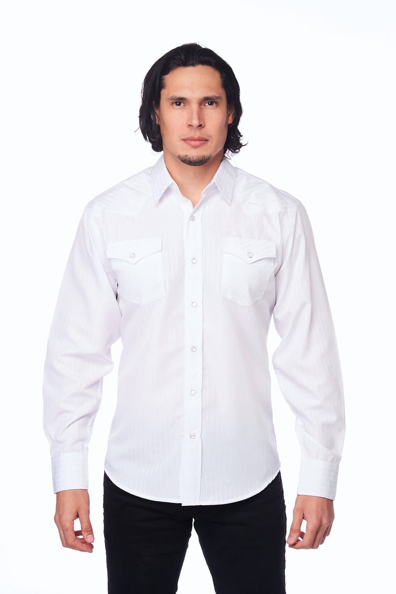 Rodeo Clothing - Wholesale Button Down Shirt - Men's - Men's long sleeve western cotton/poly yarn-dyed plain shirts23