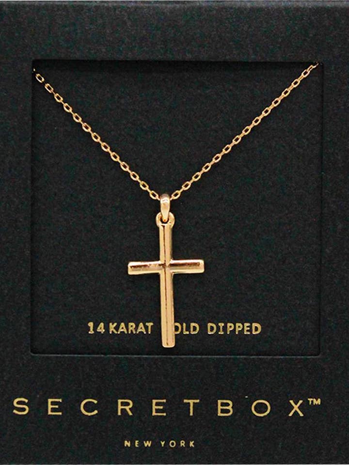 HEMLIG LÅDA 14K GULD DOPPAT KORS HALSBAND SB-210109 för wholesale av anbfashion