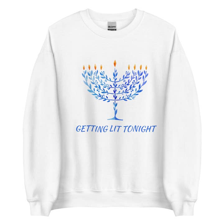 Hanukkah Sweater Getting Lit Tonight | Crewneck for wholesale by Sew You