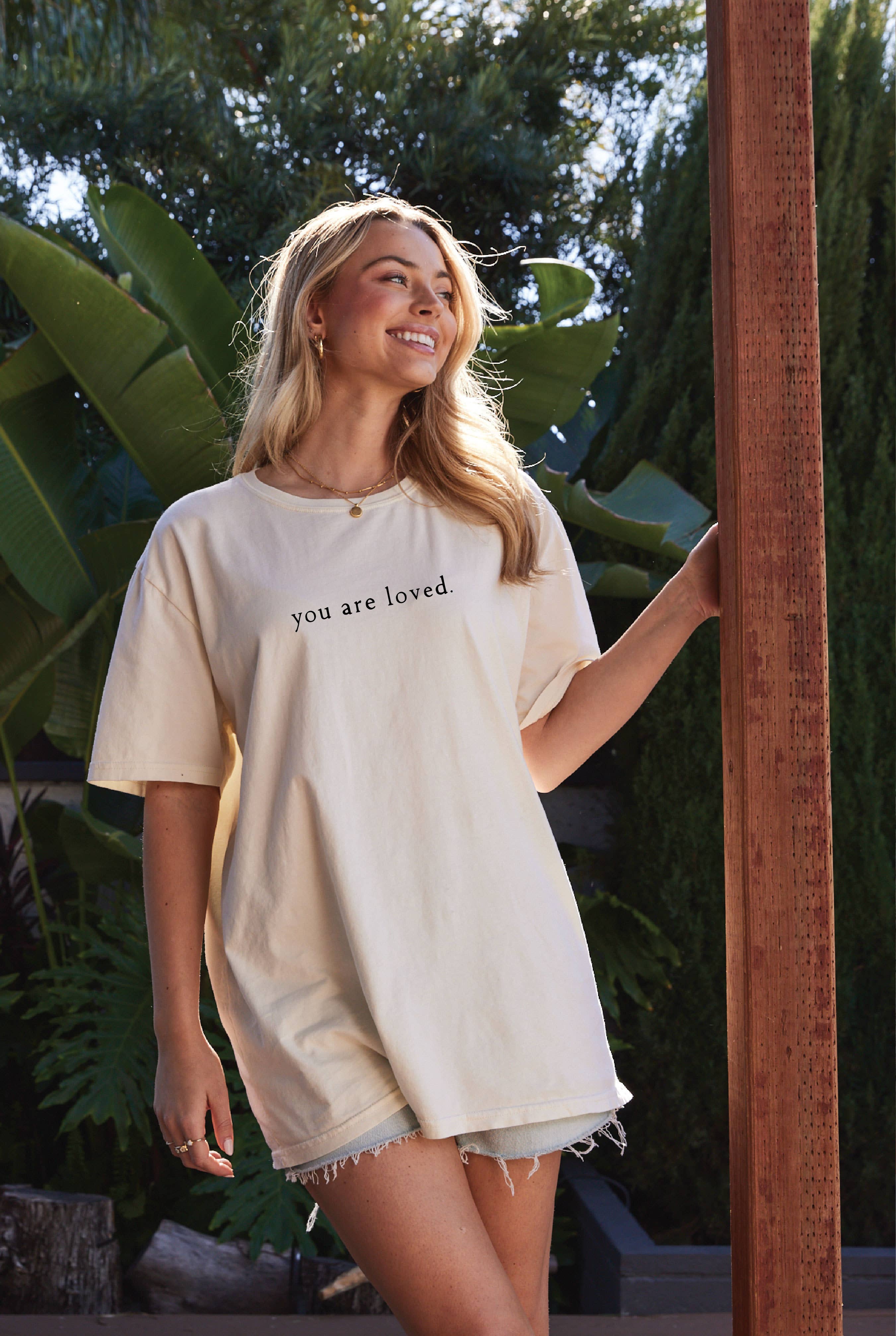 OAT COLLECTIVE - Wholesale Screen Printed T-Shirt - Women's - YOU ARE LOVED. Oversized Graphic Top7