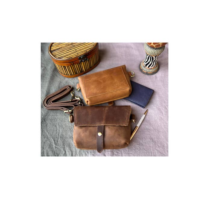 Roma Leathers, Inc. - Wholesale Crossbody Bag - Women's - W022S crazy horse genuine leather crossbody