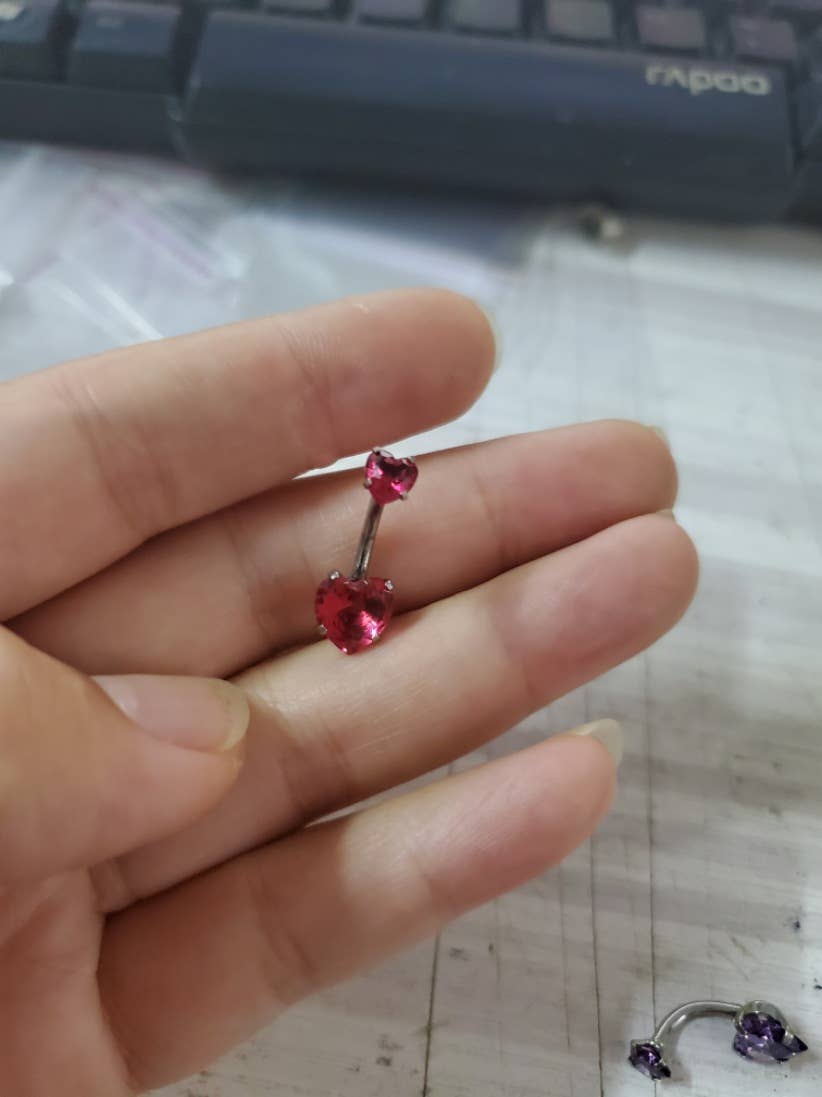 Gemscape UK - Wholesale Belly Ring - Heart shaped Belly Button - Two Stone Design3