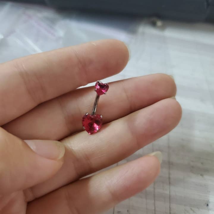 Gemscape UK - Wholesale Belly Ring - Heart shaped Belly Button - Two Stone Design3