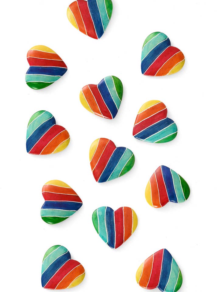 Dozen Flat Smooth Rainbow Hearts - Valentine's Day Gifts for wholesale by Swahili | AFRICAN MODERN