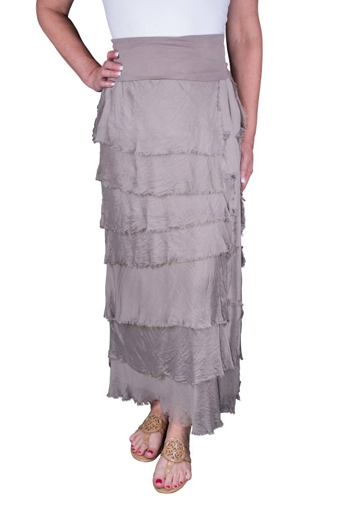 TINA Stephens Italy/Tees By Tina - Wholesale Skirt - Women's - Elisa Silk Ruffle Skirt (SL201)55