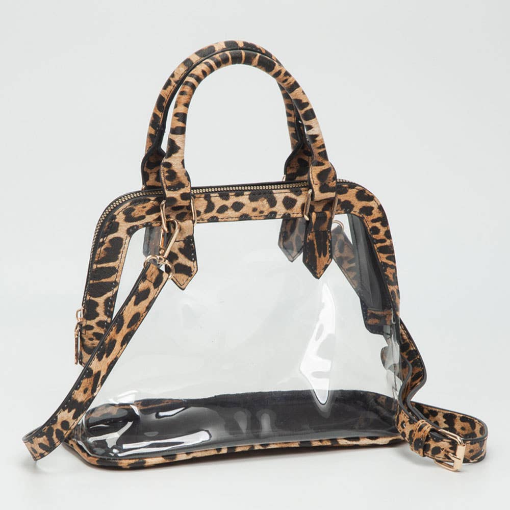 Sensibling Corp. - Vente Sac à main avec poignée sur le dessus – femme - Sac à main structuré transparent avec garniture en similicuir / Sac bandoulière1