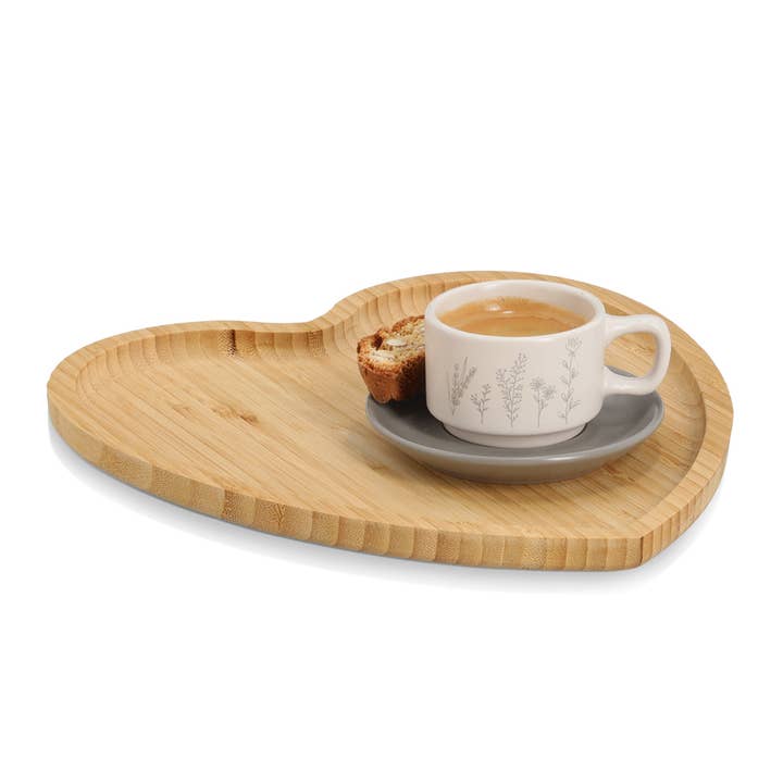 light brown Serving Tray "Heart", Bamboo for wholesale on Faire4