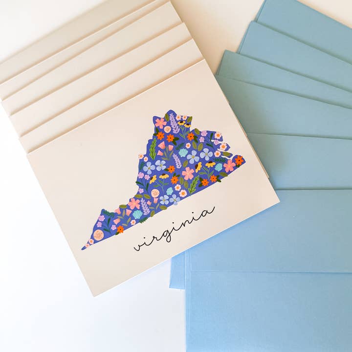 Virginia Coastal Floral | Note Card Set of 6 for wholesale by Oak Shore Collective LLC