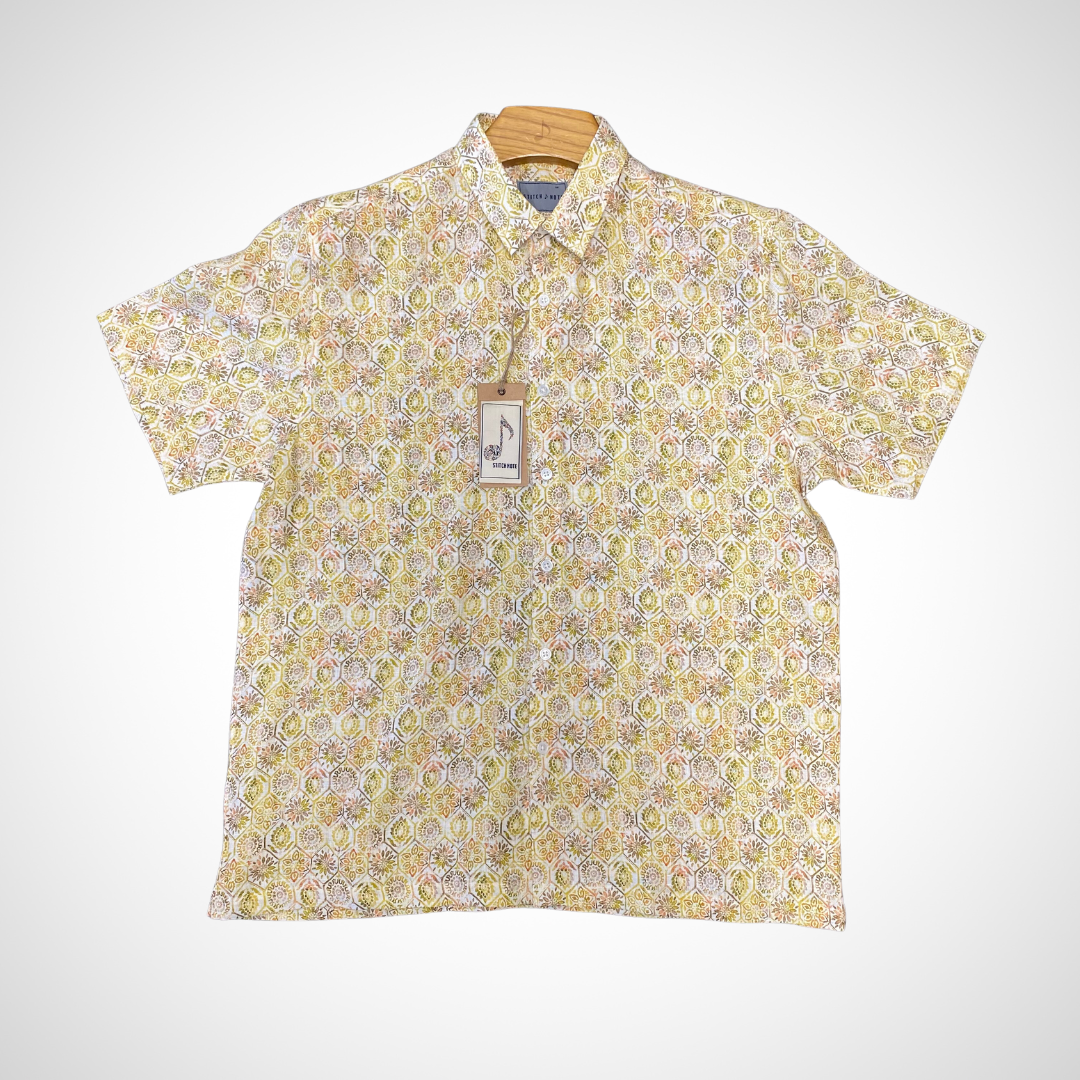 Stitch Note - Wholesale Button Down Shirt - Men's - Yellow Classic Collar0