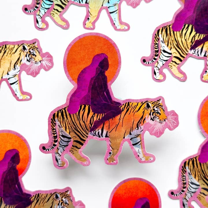 Tiger Goddess Holographic Sticker for wholesale by Mother of the Moon