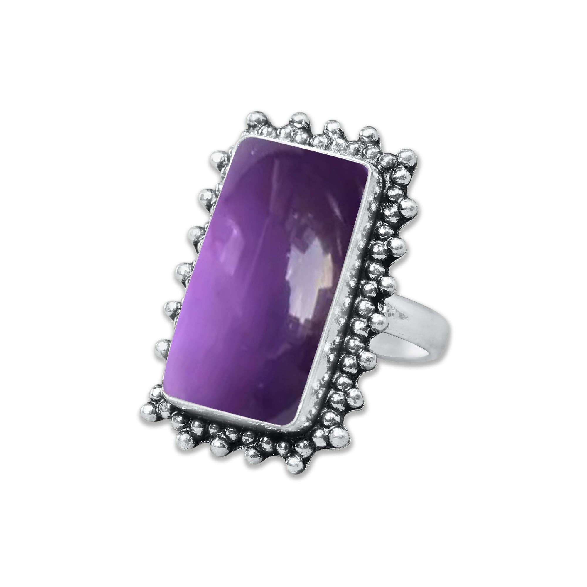 Handmade Jewels - Wholesale Cocktail/Statement Ring - Amethyst Rings for Women – Silver-Plated, Handmade, Deep Purple (US Sizes 6–10, Non-Adjustable)5