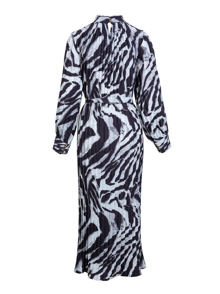 Beulah Style - Wholesale Dress - Women's - Abstract Swirl Print Pleated Maxi Dress PC344210