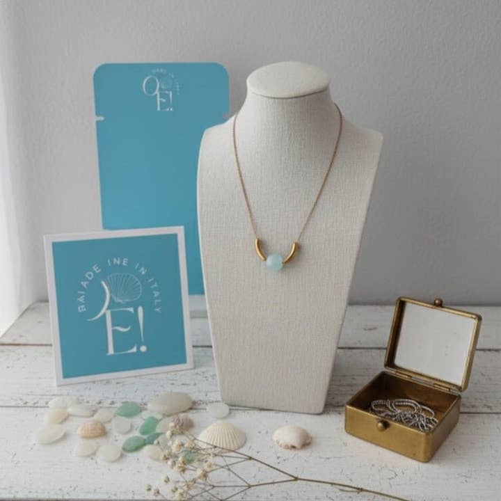 OE! - Wholesale Pendant/Charm Necklace - LUXURY SPHERE - Elegant Necklace with Blue Crystal and Gold Pendant - Minimal Jewelry Made in Italy1