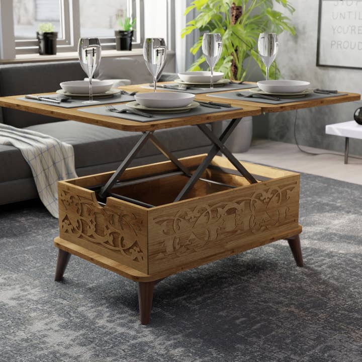 BERA DESIGN LTD – Engroshandel Sofabord – Magic Natural Udtrækkelig Kaffe/Spisebord Lift Top