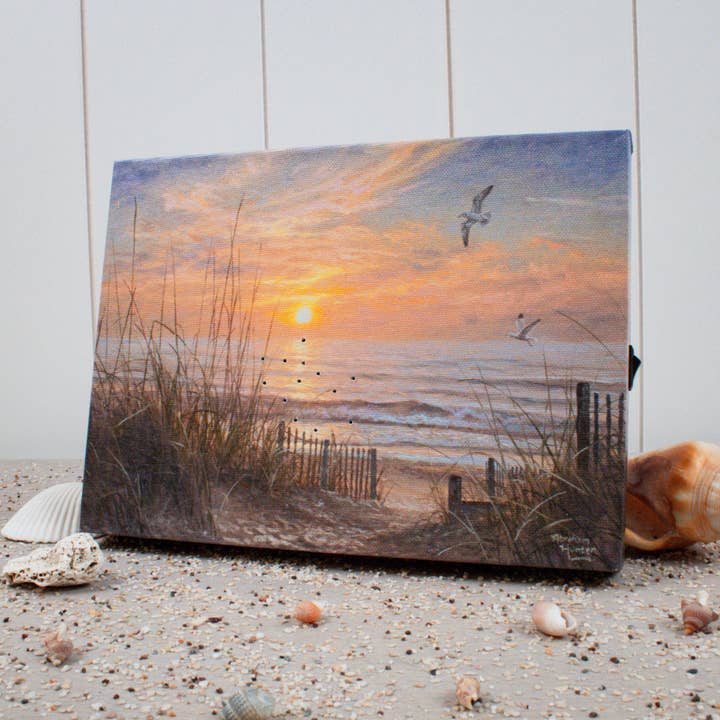 Glow Decor - Wholesale Decorative Tabletop Object - Coastline Sunset 8x6 Lighted Tabletop Canvas1