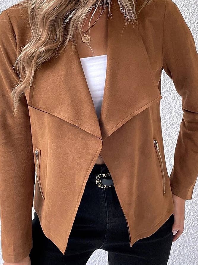 UNISHE - Wholesale Jacket - Women's - Faux Suede Lightweight Jacket Open Front Cardigan Coat