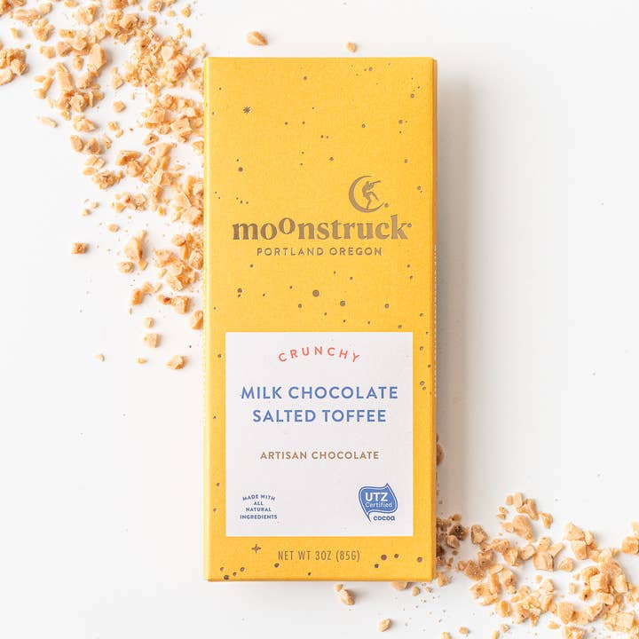 Moonstruck Chocolate Co - Wholesale Chocolate Bar - Crunchy Milk Salted Toffee Bar