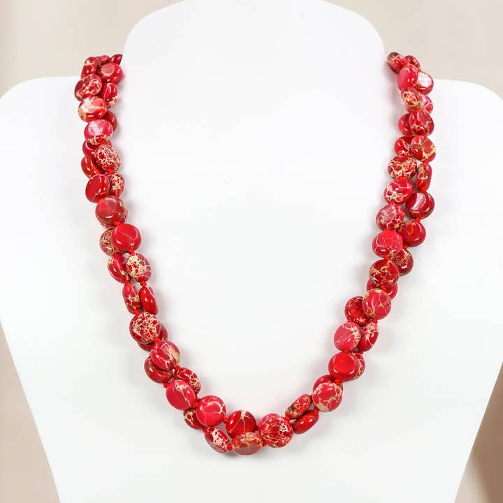 Red Imperial Jasper Torsade Necklace for wholesale by IST Jewelry