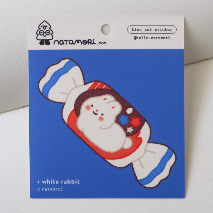 natamori – wholesale Sticker – White Rabbit • Single Kiss Cut Vinyl Sticker0