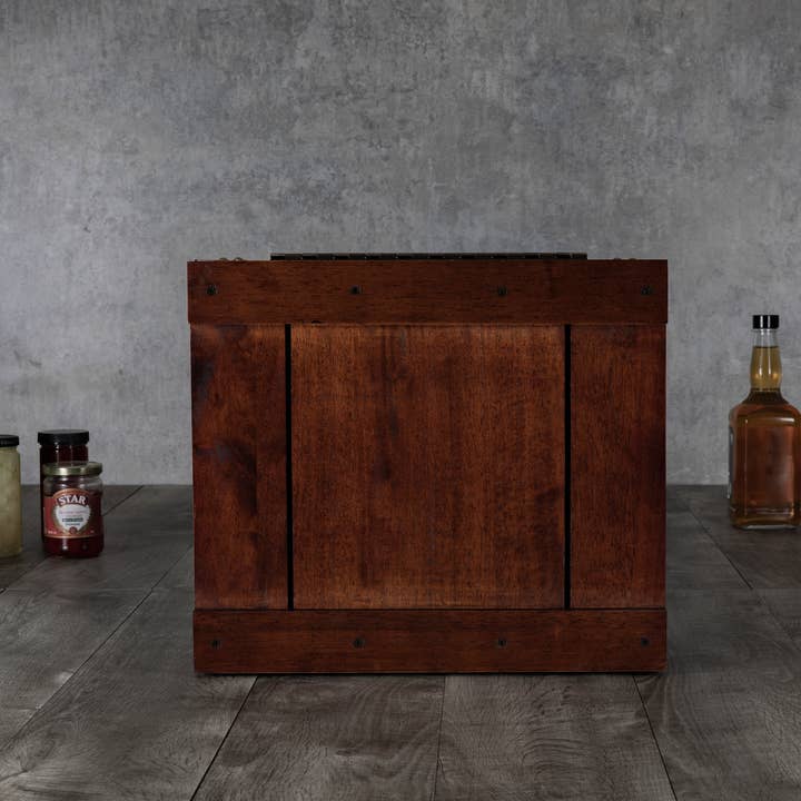 Dark Stain Parawood Whiskey Box with Decanter - Gift Set for wholesale on Faire8