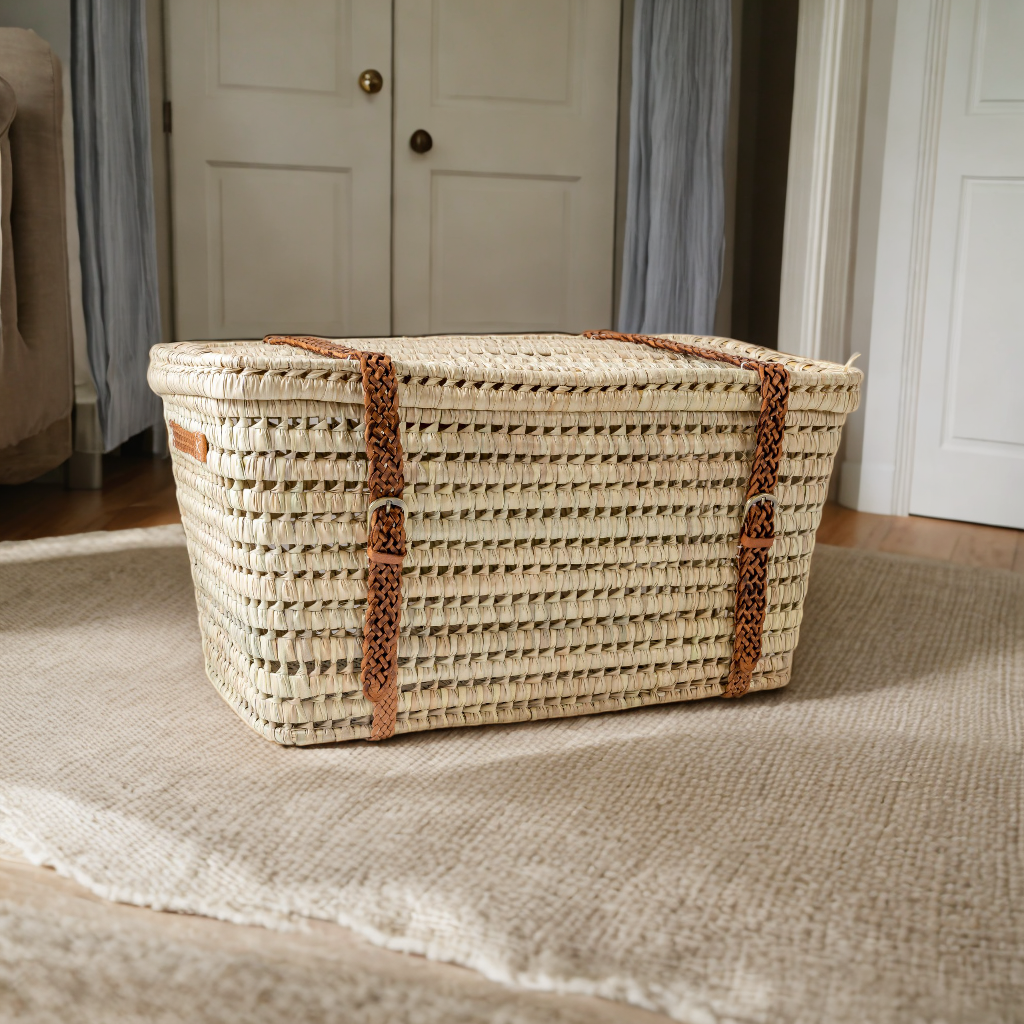 Gran Wholesale - Wholesale Storage Bin - Artisan Woven Wicker Storage Basket, Leather Handles.2