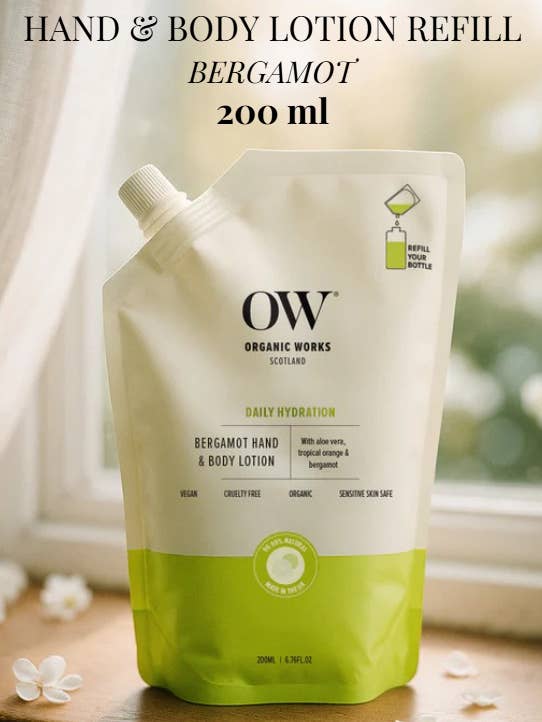 Organic Bergamot Hand & Body Lotion Refill - 200ml for wholesale by Organic Works