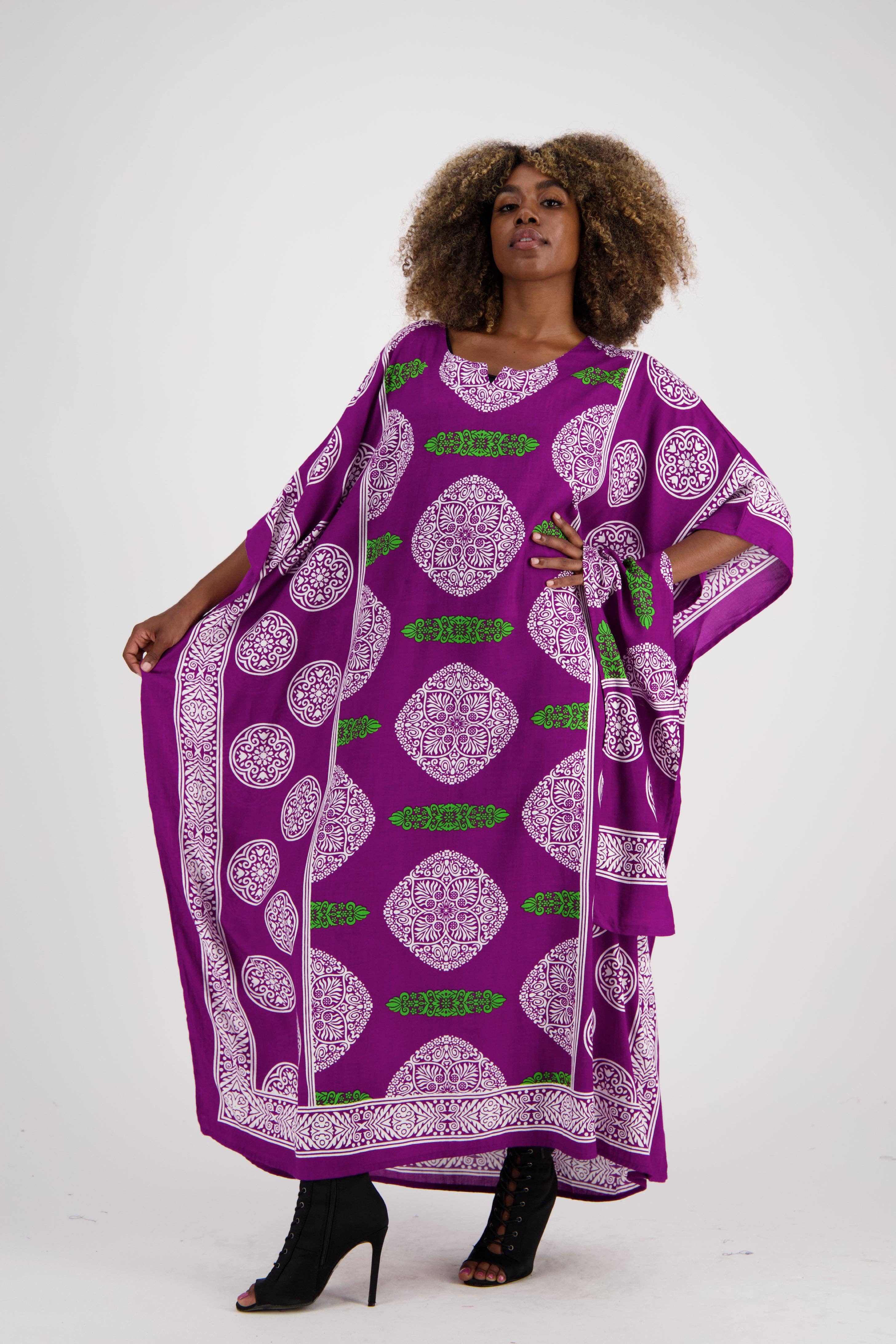Assorted African Block Print Kaftan KAF-1046 for wholesale on Faire9