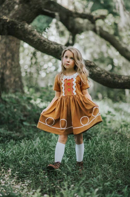 Only Little Once - Wholesale Dress - Kids - Girls Gingerbread Twirl Dress