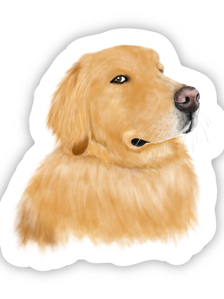 Side Eye Golden Retriever Sticker for wholesale by k.Patricia Designs