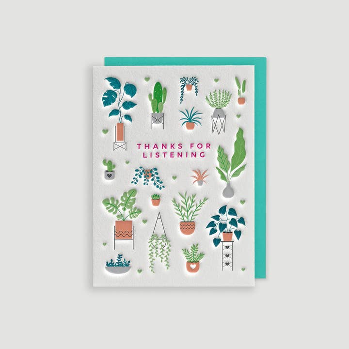 Heyyy Ltd – wholesale Thank you card – Thanks For Listening Letterpress Card2