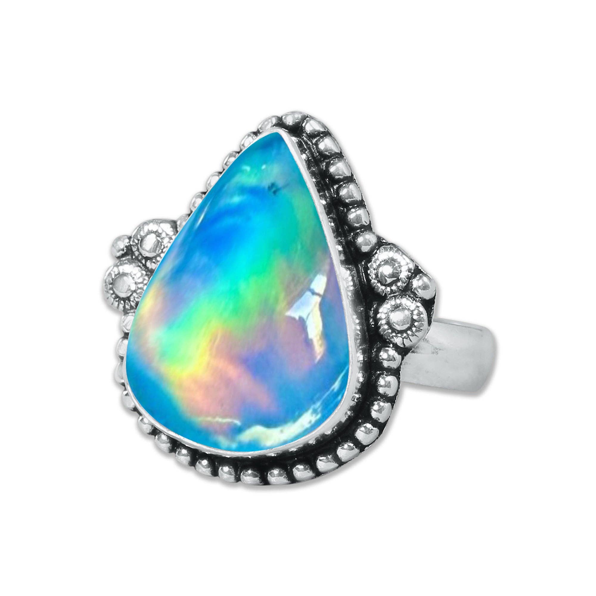 Handmade Jewels – wholesale Cocktail/Statement Ring – Aurora Opalringar – handgjorda, silverpläterade med blandade boho-mönster (tillverkas på beställning)15