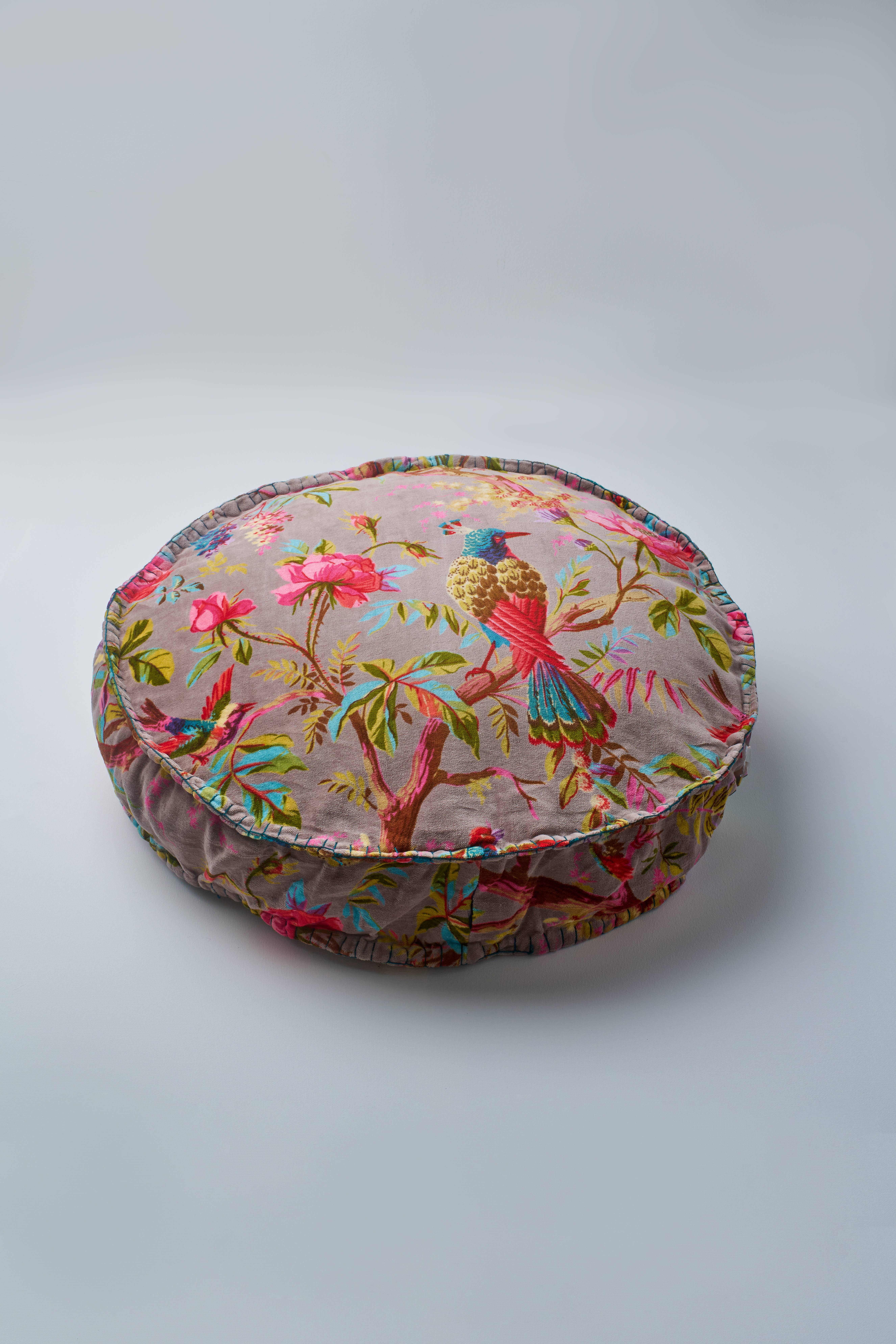 Atolia Designs - Vente Coussins de chaise - Coussin rond Paoletti Paradise avec rembourrage - Jaune3
