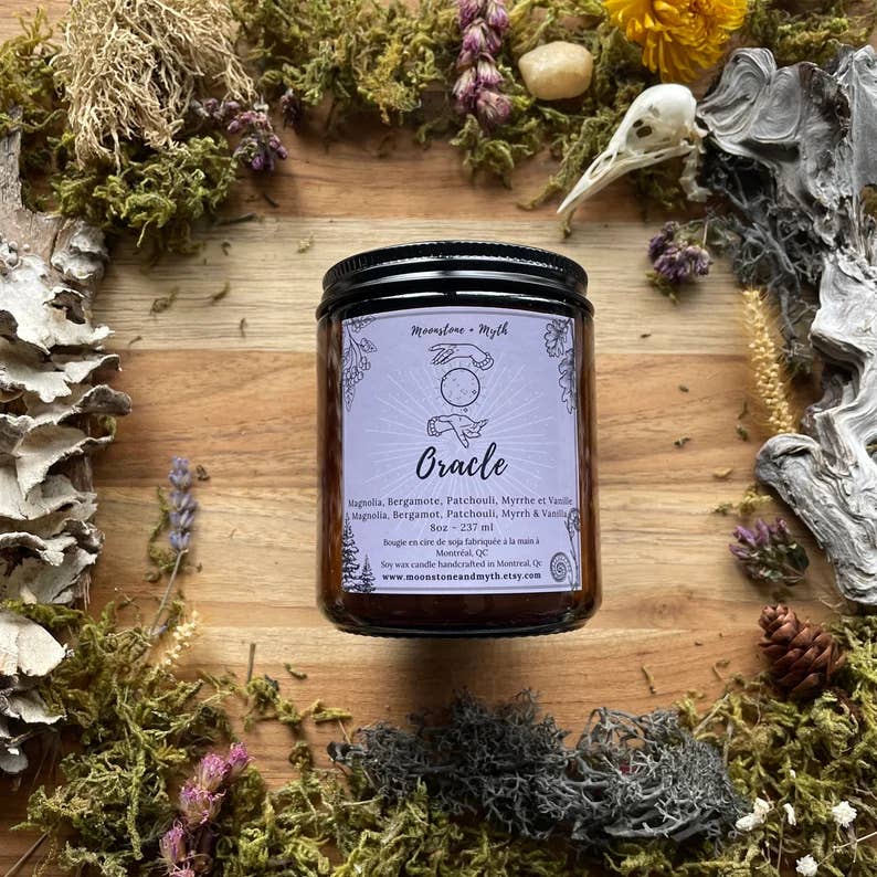 Moonstone and Myth – Großhandel Kerze im Glas / gefüllte Kerze – Duftkerze Oracle, 100% Sojawachs