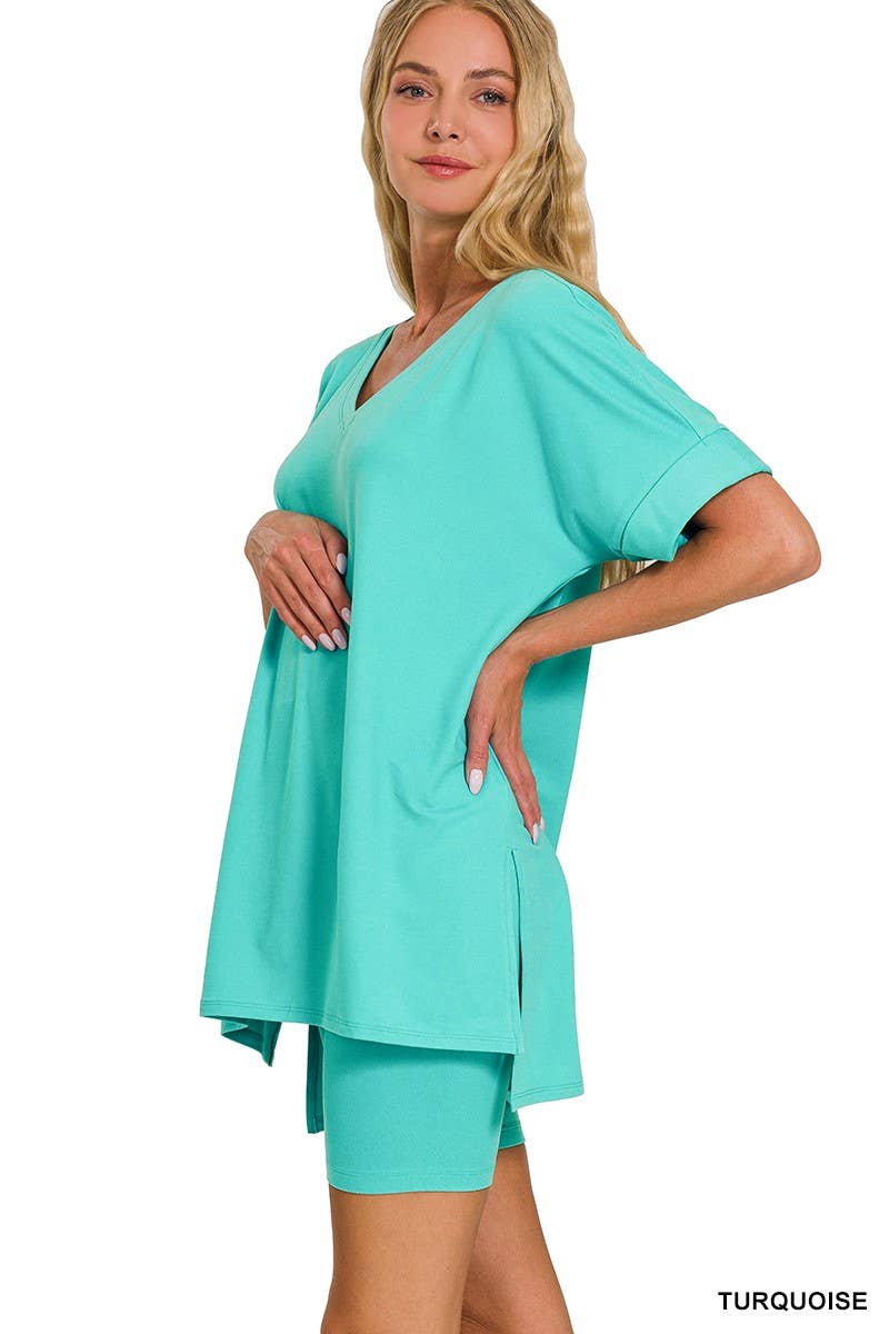 Vanilla Monkey – wholesale Top & short set (NOT loungewear) – Women’s – Brushed Dty Microfiber V-neck Top And Biker Shorts32