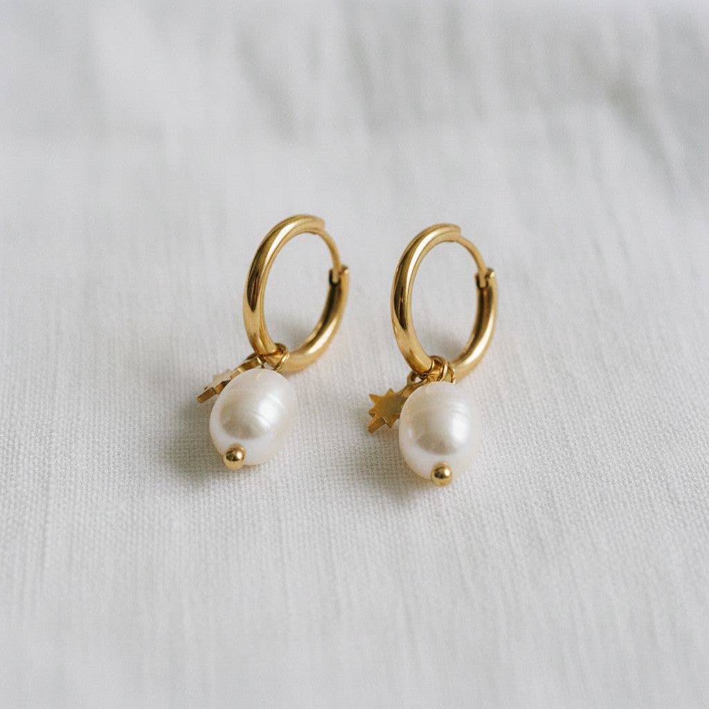 paperln - Wholesale Dangle Earrings - Star Pendant Earrings with Freshwater Pearl Accents0